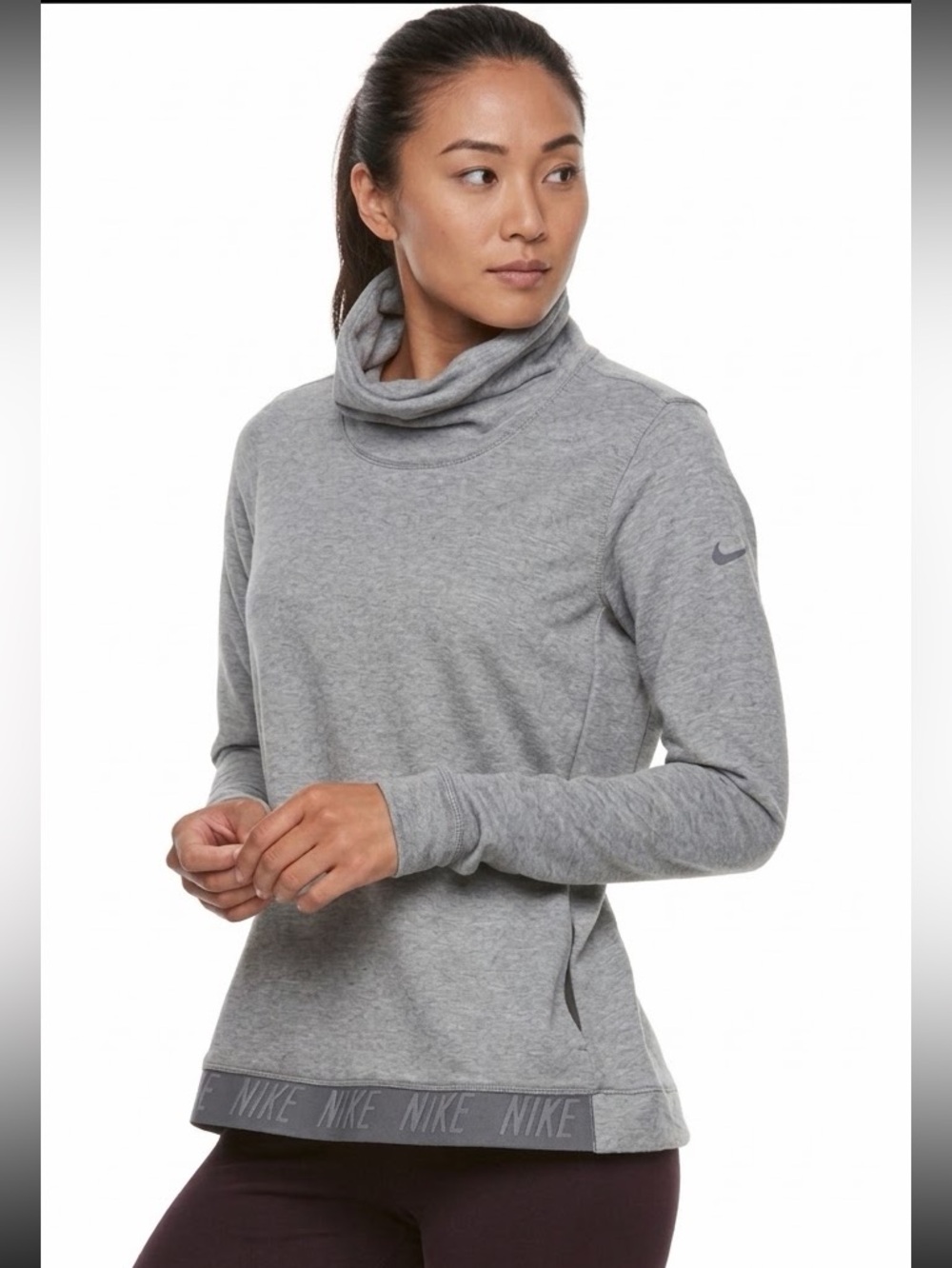 Nike Dri-Fit Funnel Neck Pullover Training Sweater Grey Size Small